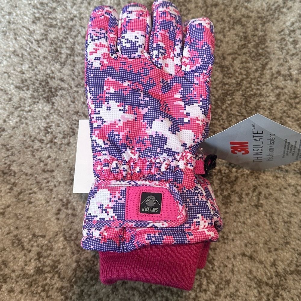 N’ice Caps Pink Blend Youth Unisex Ski Gloves L/XL - Picture 2 of 6